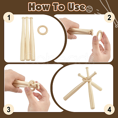 10 Sets Wooden Mini Bat Baseball Stands ODIS-TW0001-06B-1