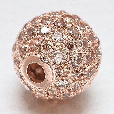 CZ Brass Micro Pave Cubic Zirconia Round Beads ZIRC-L017-8mm-12RG-1