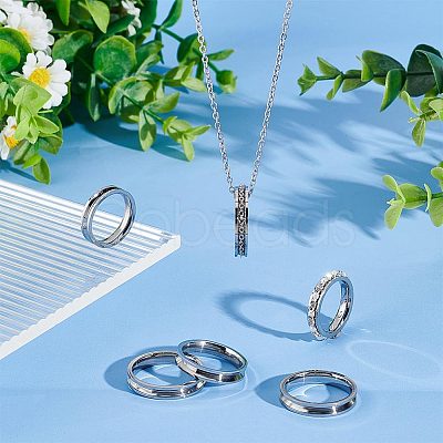 24Pcs 8 Size 201 Stainless Steel Grooved Finger Rings Set for Men Women RJEW-UN0002-40-1