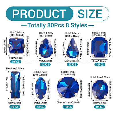 80Pcs 8 Styles Sew on Rhinestone RGLA-TA0001-11C-1