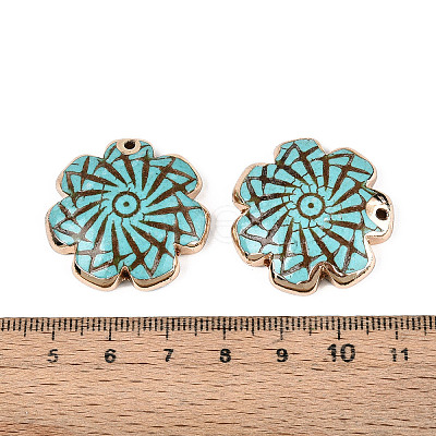 Dyed Synthetic Turquoise Flower Pendants TURQ-T004-25A-1