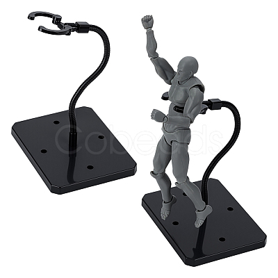 Assembled Rectangle PS Plastic Action Figure Display Stands with Adjustable Iron Support Arm ODIS-WH0100-12A-1