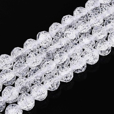 Transparent Crackle Glass Beads Strands GLAA-N053-10mm-11-1