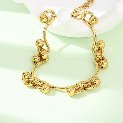 304 Stainless Steel Curved Bar Link Chain Bracelets for Women BJEW-F536-15G-1