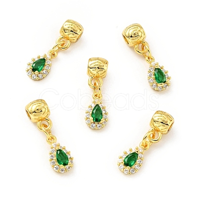 Rack Plating Brass Micro Pave Cubic Zirconia Pendants KK-E034-21G-02-1