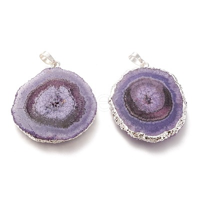Dyed Natural Druzy Solar Quartz Crystal Pendants G-F693-01D-S-1