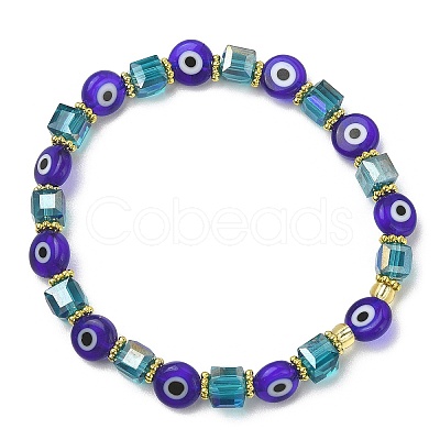 5Pcs 5 Style Natural Lapis Lazuli & Lampwork Evil Eye & Seed Beaded Stretch Bracelets Set BJEW-JB09616-01-1