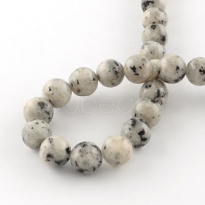 Dyed Natural Sesame Jasper Round Beads Strands G-R342-6mm-15-1