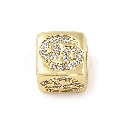 Brass Micro Pave Clear Cubic Zirconia European Beads KK-K368-01G-04-1