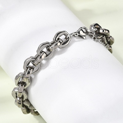 304 Stainless Steel Link Chain Bracelets for Women BJEW-P388-01P-1