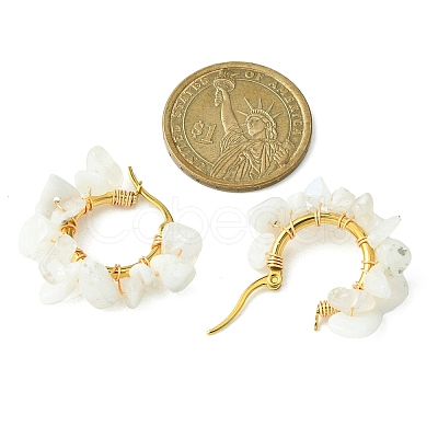 Natural Moonstone Chips Braided Hoop Earrings EJEW-JE04940-24-1