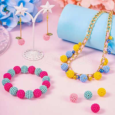 50Pcs 5 Colors Rubberized Style Acrylic Beads SACR-TA0001-32-1