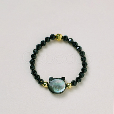 Adjustable Natural Spinel Bead Finger Rings FS-WGFFDB9-05-1