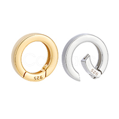 2Pcs 2 Colors 925 Sterling Silver Spring Gate Rings with 925 Stamp STER-PH0004-27A-1