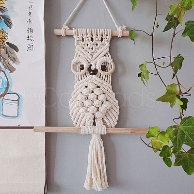 Cotton Cord Macrame Woven Wall Hanging HJEW-C010-18-1