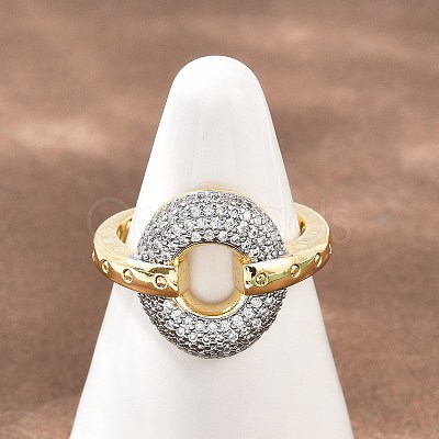 Brass Micro Pave Clear Cubic Zirconia Cuff Open Rings RJEW-T028-02A-G-1