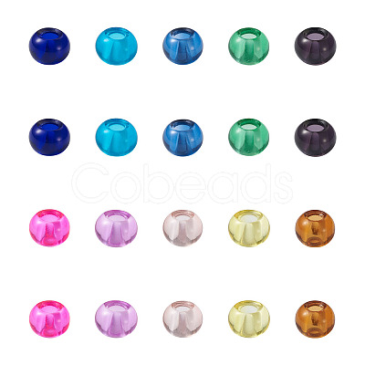 Craftdady 100Pcs 10 Colors Transparent Glass European Beads GLAA-CD0001-12-1