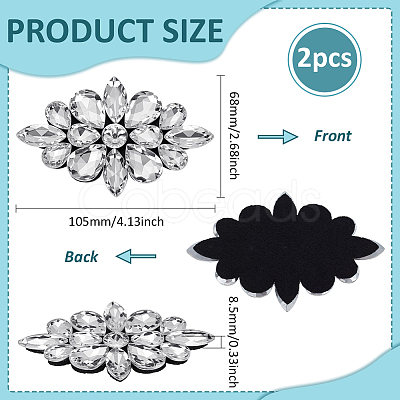 2Pcs Flower Glass Rhinestone Costume Accessories FIND-FG0004-81B-1