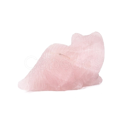 Natural Rose Quartz Carved Cat Figurine G-Q615-04F-1