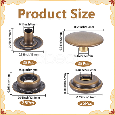 1Bag Brass Snap Buttons KK-GF0001-25AB-1