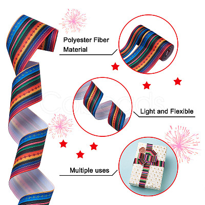 2Rolls 2 Styles Stripe Pattern Printed Polyester Grosgrain Ribbon OCOR-TA0001-37K-1