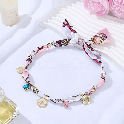Bees Alloy Enamel & Resin & Glass & Plastic Pearl & Rhinestone Tassel Scarf Choker Necklaces NJEW-SP0001-16B-1