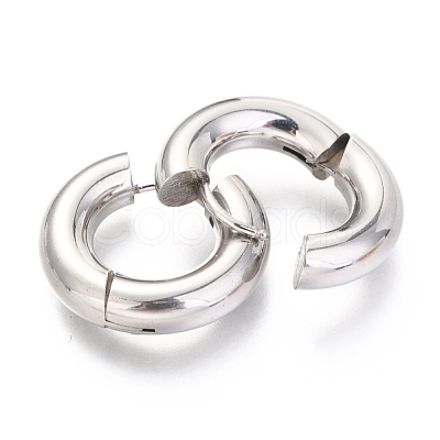Tarnish Resistant 202 Stainless Steel Huggie Hoop Earrings EJEW-O087-08D-P-1