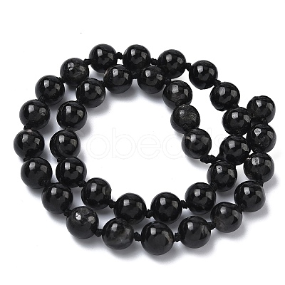 Natural Black Silver Line Jasper Beads Strands G-L650-K01-01-1