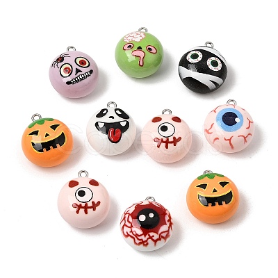 Halloween Opaque Resin Pendants RE-CBABD5A-03P-1