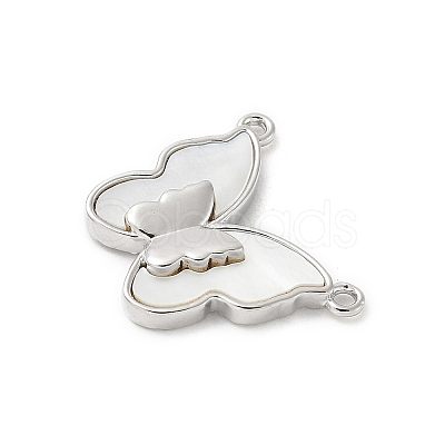 Brass Pave Natural White Shell Pendants KK-S522-19P-1
