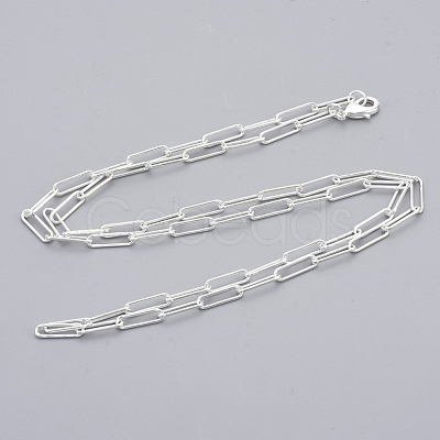 Brass Round Oval Paperclip Chain Necklace Making MAK-S072-04B-S-1