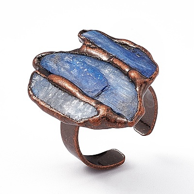 Irregular Natural Kyanite Open Ring RJEW-D077-02AB-1