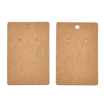 Rectangle Kraft Paper One Pair Earring Display Cards with Hanging Hole CDIS-YWC0001-02-1