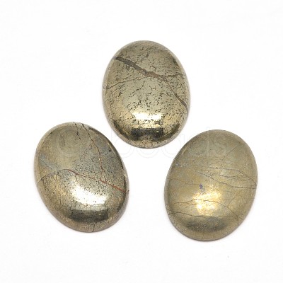 Oval Natural Pyrite Cabochons X-G-I125-10-18x13mm-1