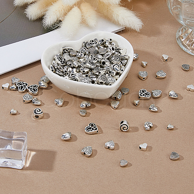 200Pcs 10 Styles Tibetan Style Alloy Beads FIND-FH0016-54-1