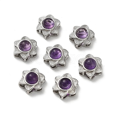Brass Pave Natural Amethyst Multi-Strand Links KK-D366-01P-H-1