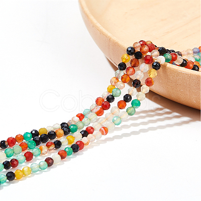 Nbeads 2 Strands Natural Multi-Color Agate Beads Strands G-NB0005-05-1