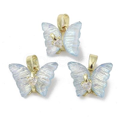 Golden Rack Plating Brass Micro Pave Cubic Zirconia Pendants KK-R161-06G-07-1