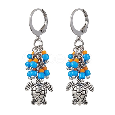 Tibetan Style Alloy Dangle Leverback Earrings EJEW-MZ00119-05-1