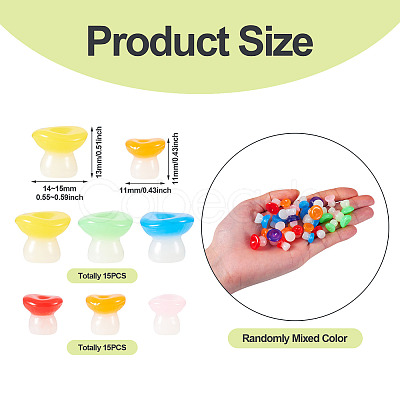30Pcs 2 Styles Luminous Resin Mushroom Ornament RESI-TA0004-02B-1