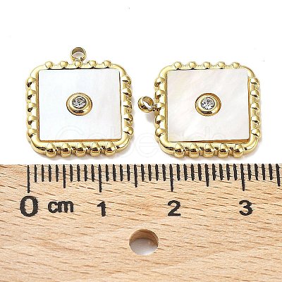 Ion Plating(IP) 304 Stainless Steel Pave White Shell Pendants STAS-Q254-36G-1