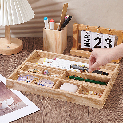 1Pc Wood Desktop Grided Storage Trays AJEW-PH0008-46-1