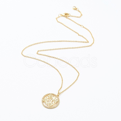 Brass Micro Pave Clear Cubic Zirconia Pendant Necklaces NJEW-J059-01A-1