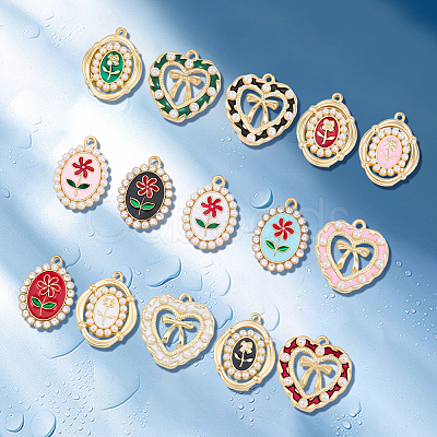 30Pcs 15 Styles Alloy Enamel Pendants FIND-SC0023-25-1