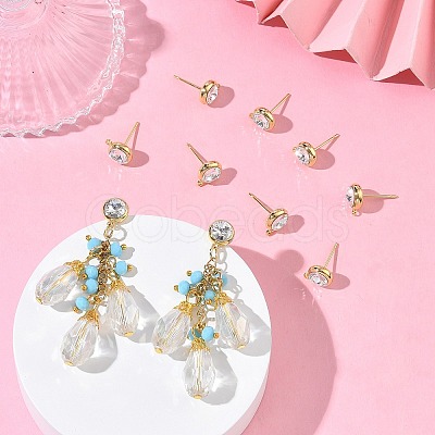 SHEGRACE Brass Rhinestone Flat Round Stud Earring Findings XGR0099G-120G-1