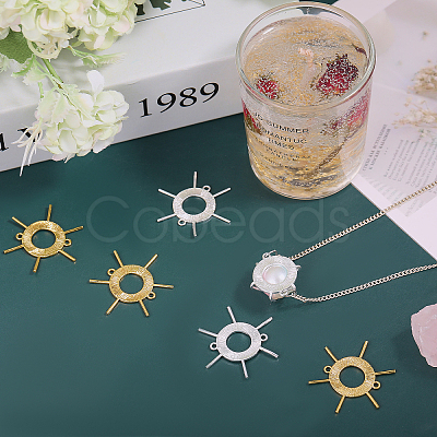 8Pcs 2 Colors Brass Cabochon Connector Settings for Pearl KK-CA0002-75-1
