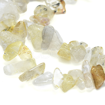 Natural Gold Rutilated Quartz Chip Bead Strands X-G-M205-18-1