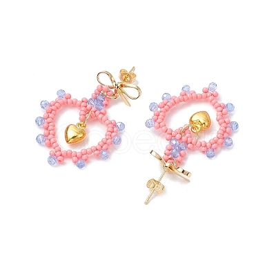 Glass Seed Beads Dangle Stud Earrings EJEW-MZ00396-05-1