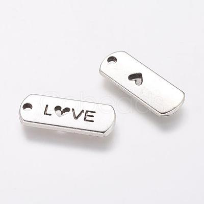 Tibetan Style Alloy Rectangle with Word Love Pendants X-TIBEP-Q043-069-RS-1