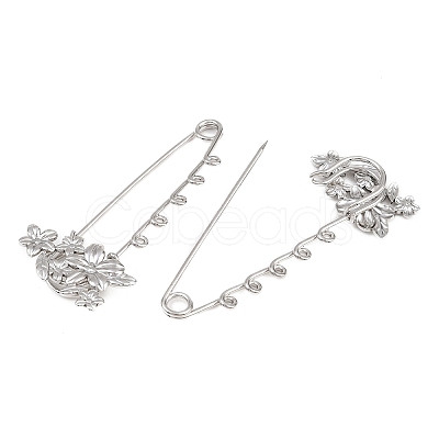 Flower 304 Stainless Steel Safety Pins Brooch Findings SA-CBA098D-14A-P05-1